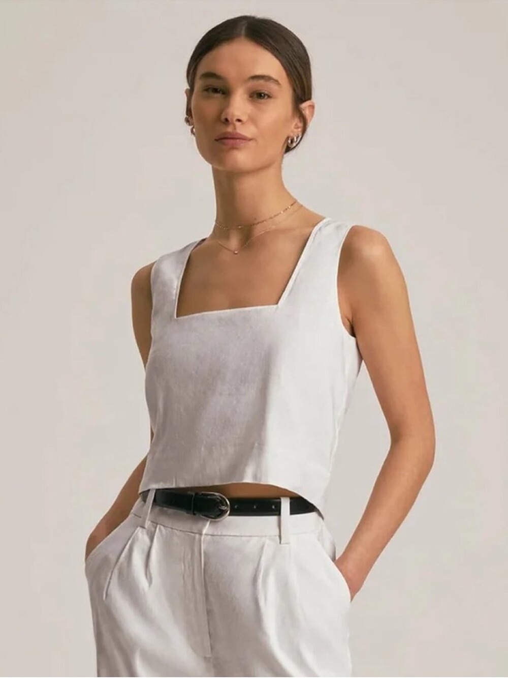 Favorite Daughter White Linen Top Large NWT